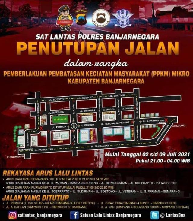 ppkm darurat banjarnegara, penutupan jalan ppkm darurat banjarnegara, serayunews, serayu news, berita terkini, berita hari ini