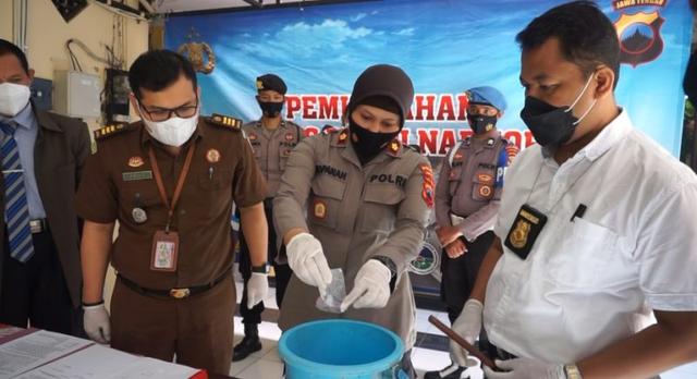 pemusnahan narkotika polres purbalingga, serayunews, serayu news, berita terkini, berita hari ini, purbalingga, polres purbalingga