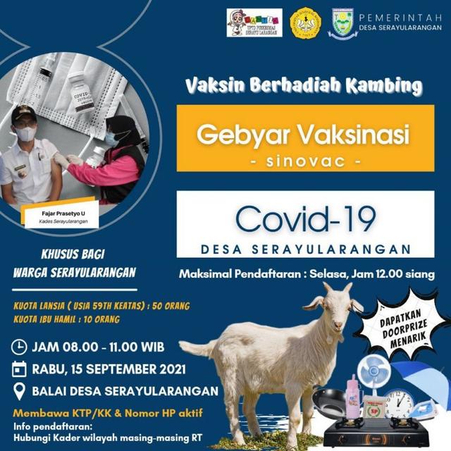 vaksinasi berhadiah kambing, vaksin covid-19, vaksin sinovac, berita terkini, berita hari ini, vaksin dapat kambing, desa serayularangan, mrebet, purbalingga