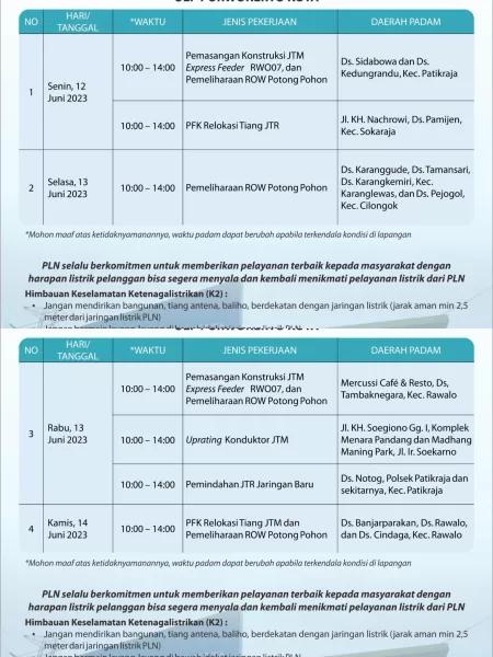 Jadwal pemadaman