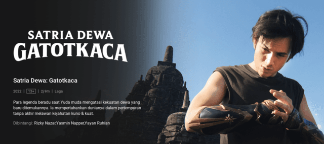 Tampilan halaman Netflix dari film Satria Dewa Gatotkaca yang kini tayang resmi.