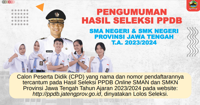 Gambar pengumuman seleksi PPDB Jateng.