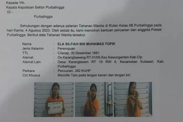 tahanan wanita kabur