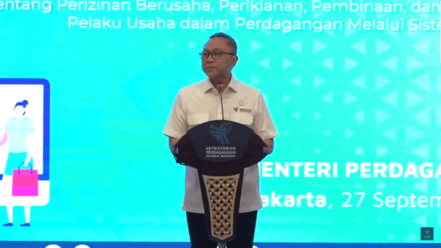 Potret Menteri Perdagangan Zulkifli Hasan saat konferensi pers tentang Peraturan Menteri Perdagangan Nomor 31 Tahun 2023.