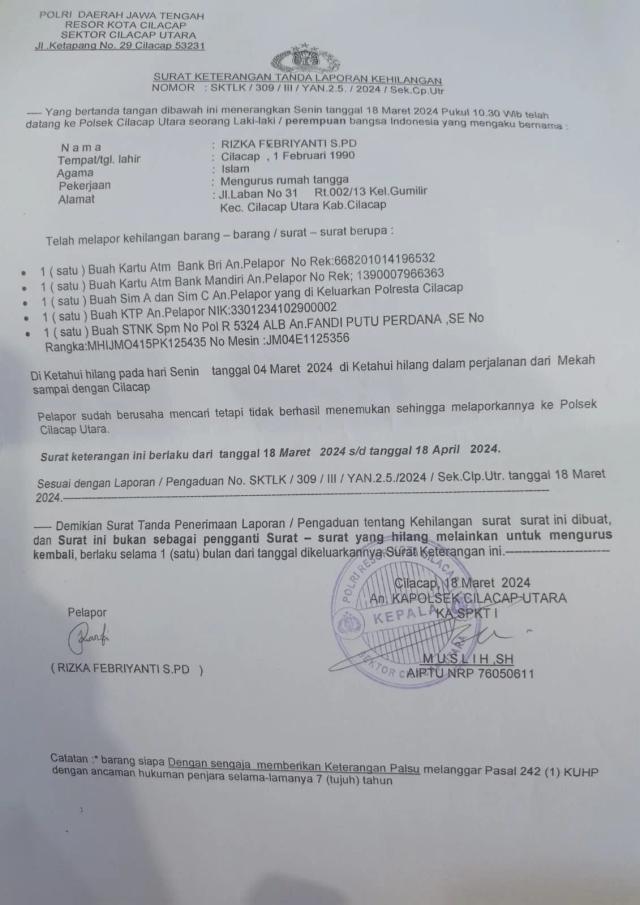 Warga cilacap kehilangan