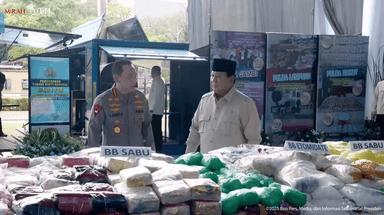 Presiden Prabowo apresiasi Polri atas pemusnahan 214 ton narkoba senilai Rp29 triliun demi selamatkan generasi muda Indonesia. (Youtube/Sekretariat Presiden)