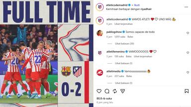 Barcelona harus mengakui keunggulan Atlético Madrid dengan skor 0-2 meski tampil dominan sepanjang pertandingan.