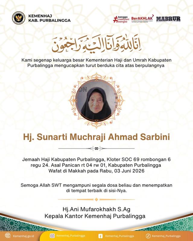jemaah haji purbalingga meninggal dunia
