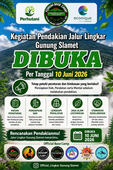 Jalur Pendakian Gunung Slamet dibuka