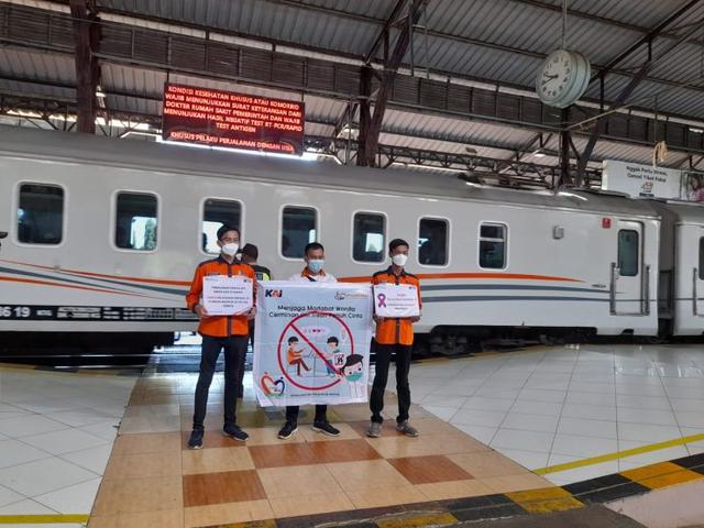 Kampanye cegah tindak kekerasan seksual di stasiun dan kereta api, Rabu (29/6/2022) di Stasiun Purwokerto