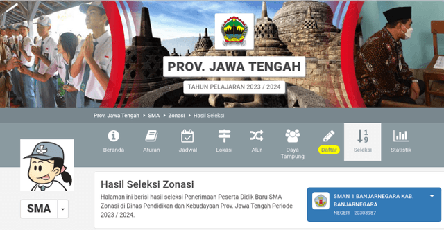 Gambar laman resmi PPDB Jawa Tengah.