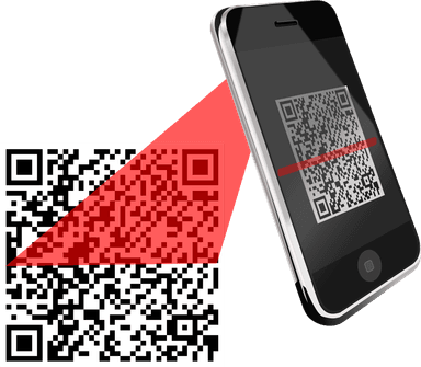 Gambar smartphone yang sedang scan QR Code, ilustrasi cara bayar pakai QRIS BCA Mobile.